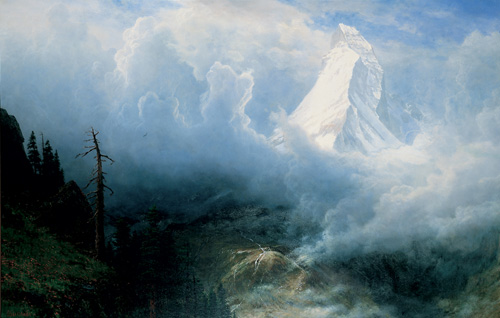 Sturm am Matterhorn, ein Gem&auml;lde von Albert Bierstadt: So schnell k&ouml;nnen sich die Sichtverh&auml;ltnisse &auml;ndern.